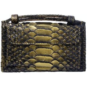 Dames Snake Texture Print Clutch Bag Lange Crossbody Bag met ketting (4 # Dark Gold)