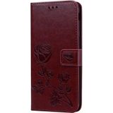 Rose relif horizontale Flip PU lederen case voor Samsung Galaxy J4 Plus  met houder & kaartsleuven & portemonnee (bruin)