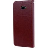 Rose relif horizontale Flip PU lederen case voor Samsung Galaxy J4 Plus  met houder & kaartsleuven & portemonnee (bruin)