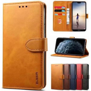 For Samsung Galaxy S21 5G GUSSIM Business Style Horizontal Flip Leather Case with Holder & Card Slots & Wallet(Khaki)