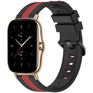 Voor Amazfit GTS 2 20 mm verticale tweekleurige siliconen horlogeband (zwart + rood)