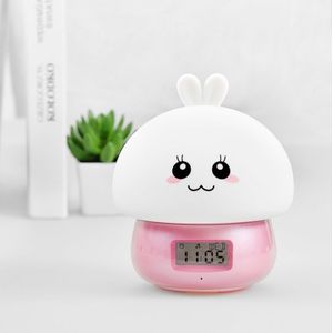 DIY recordable Alarm Night Light Cute Thing Afstandsbediening kleur veranderen Siliconen Mood Wekker (Roze)