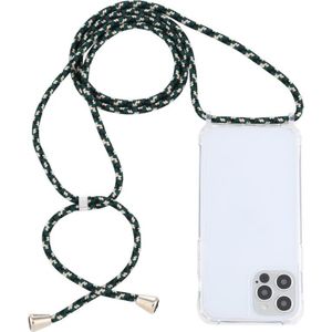 Transparante acryl airbag schokbestendige telefoon beschermhoes met lanyard voor iphone 13 mini (groen beige zwart)