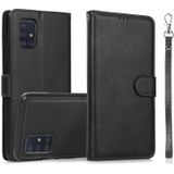 For Samsung Galaxy A51 5G Calf Texture 2 in 1 Detachable Magnetic Back Cover Horizontal Flip Leather Case with Holder & Card Slots & Wallet & Photo Frame(Black)