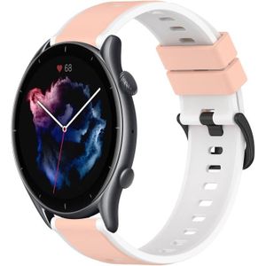 Voor Amazfit GTR 3 22 mm tweekleurige siliconen horlogeband (roze + wit)