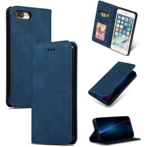 Retro huid voelen Business magnetische horizontale Flip lederen case voor iPhone 8 plus/7 Plus (marineblauw)