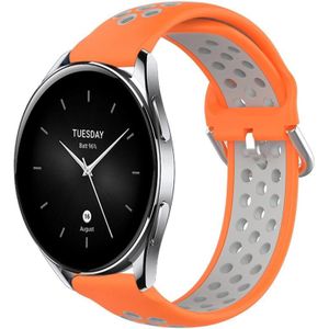 Voor Xiaomi Watch S2 46 mm 22 mm geperforeerde ademende sport siliconen horlogeband (oranje + grijs)