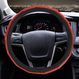 Universele auto plating bamboe knoop lederen Steering Wheel cover  diameter: 38cm (rood)