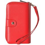 iPhone 6 Plus & 6s Plus Portemonnee stijl met rits en deelbaar PU leren Hoesje met draagriem en opbergruimte voor pinpassen & geld (rood)