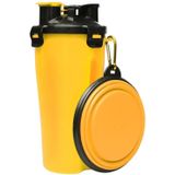 Pet buiten draagbare tweerlei gebruik Water en voedsel Cup met een opvouwbare kom (geel)