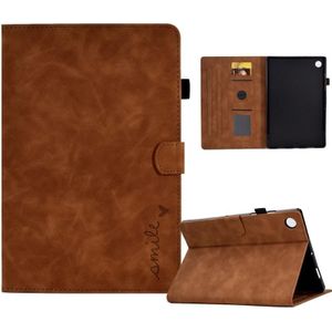 Voor Samsung Galaxy Tab A8 10.5 2021 Relif Glimlach Flip Tablet Lederen Case (Bruin)