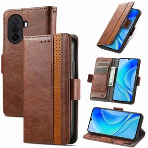 Voor Huawei Nova Y70 CaseNeo Splicing Dual Magnetic Buckle Leather Phone Case (Bruin)