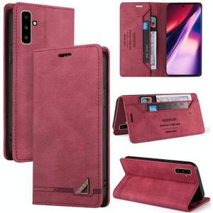 For Samsung Galaxy Note10 Skin Feel Anti-theft Brush Horizontal Flip Leather Case with Holder & Card Slots & Wallet(Wine Red)