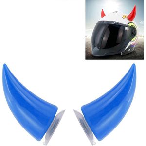 2 PCS Motorcycle Helmet Devil Decoratie Motor Helm Zuignappen Hoorns Decoratie Hoofddeksel Sucker (Blauw)