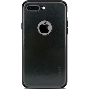 iPhone 7 Plus & 8 Plus schokbestendig TPU + PU leren MOFI back cover Hoesje (zwart)