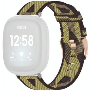 Voor Fitbit Versa 3 / Fitbit Sense nylon canvas strip textuur riem  grootte: gratis maat (geel)