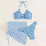 3 in 1 set sexy rugloze bikini dames gesplitst badpak met korte rok  maat: S