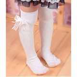 3 paren Kinder buis sokken mesh Bow prinses sokken Square grid over knie sokken  grootte: 43cm (wit)