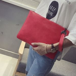 Eenvoudige retro dames handtas mode grote capaciteit Clutch tas rits enveloptasje (rood)
