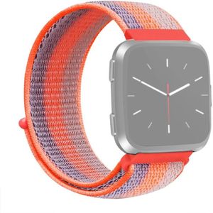 Voor Fitbit Versa 1/2 Universele Nylon Strap Horlogeband (oranje blauw)
