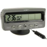 3 6 inch LCD auto Digitale Thermometer met tijd / datum / Week / Alarm / auto opslag batterij spanning Display(Black)