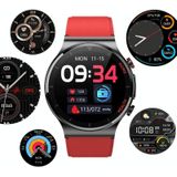 E300 1.32 inch scherm lederen horlogebandje Smart Health Watch ondersteunt lichaamstemperatuurbewaking  ECG-bewaking bloeddruk