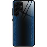 Voor Samsung Galaxy S23 Ultra 5G Textuur Gradint Glas TPU Telefoon Case(Blauw)