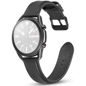 Voor Samsung Galaxy Watch 3 41mm Flat Texture Lederen vervangingsband(Zwart)