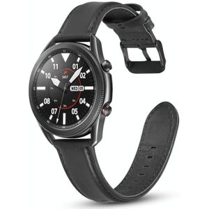 Voor Samsung Galaxy Watch 3 41mm Flat Texture Lederen vervangingsband(Zwart)