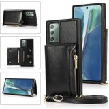 Voor Samsung Galaxy S20 Plus Square Zipper Wallet Bag TPU+PU Back Cover Case met Holder & Card Slots & Wallet & Cross-body Strap(Zwart)