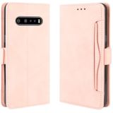 Voor LG V60 ThinQ 5G Wallet Style Skin Feel Kalf Patroon Lederen Case  met aparte kaart slot (Roze)