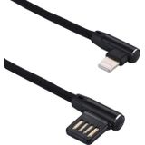 1m 2.4A Output USB to 8 Pin dubbele elleboog Design Nylon weven stijl Data Sync opladen kabel voor iPhone X / iPhone 8 & 8 Plus / iPhone 7 & 7 Plus / iPhone 6 & 6s & 6 & 6s Plus / iPhone 5 & 5S & SE & 5 C / iPad (zwart)