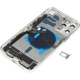 Batterij achterklep montage (met zijtoetsen  luide luidspreker  motor  camera lens & kaart lade  aan / uit knop + volumeknop + oplaadpoort & draadloze oplaadmodule) voor iPhone 12 Pro Max (wit)