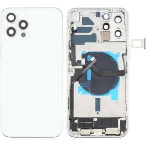 Batterij achterklep montage (met zijtoetsen  luide luidspreker  motor  camera lens & kaart lade  aan / uit knop + volumeknop + oplaadpoort & draadloze oplaadmodule) voor iPhone 12 Pro Max (wit)