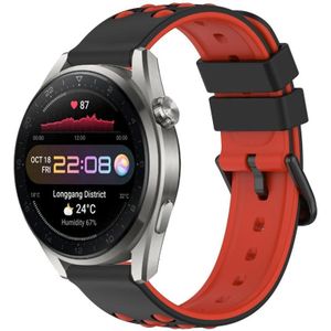 Voor Huawei Watch 3 Pro Nieuwe 22 mm tweekleurige poreuze siliconen horlogeband (zwart + rood)