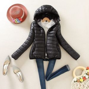 Warme Winter Parka Jas Dames Slim Korte Jas  Maat:L(Zwart)