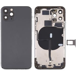 Battery Back Cover (met side keys & Card Tray & Power + Volume Flex Cable & Wireless Charging Module) voor iPhone 11 Pro(Zwart)