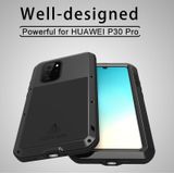 LOVE MEI krachtige stofdichte schokbestendige spatwaterdicht metaal + siliconen combinatie Case voor Huawei P30 Pro (zwart)