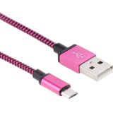 2m Geweven stijl Micro USB to USB 2.0 Data / Lader Kabel  Voor Samsung Galaxy S6 / S5 / S IV / Note 5 / Note 5 Edge  HTC  Sony(hard roze)