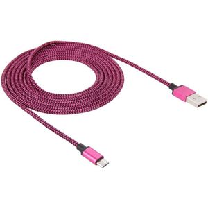 2m Geweven stijl Micro USB to USB 2.0 Data / Lader Kabel  Voor Samsung Galaxy S6 / S5 / S IV / Note 5 / Note 5 Edge  HTC  Sony(hard roze)