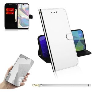 Voor Galaxy A70e Lmitated Mirror Surface Horizontal Flip Leather Case met Holder & Card Slots & Wallet & Lanyard(Silver)