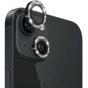Voor iPhone 14 / 14 Plus NORTHJO cameralensbeschermer Gehard glas Bling Glitter metalen ringfilm