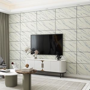 3D gestreepte textuur behang niet-geweven hertenkelvet marmer verdikte behang  maat: 53x950cm (beige wit)