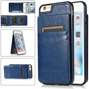 Solid Color PC + TPU beschermhoes met houder en kaartsleuven voor iPhone 6 (blauw)