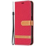 Voor Samsung Galaxy M32 Kleur Matching Denim Texture Horizontale Flip Leren Case met Houder & Card Slots & Wallet & Lanyard
