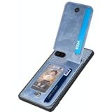 Voor Samsung Galaxy A51 5G Koolstofvezel Verticale Flip Rits Telefoon Case(Blauw)
