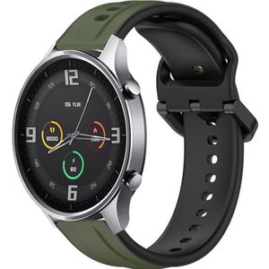 Voor Xiaomi MI Watch Color 22 mm bolle lus tweekleurige siliconen horlogeband (donkergroen + zwart)