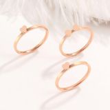 2 PCS 3 In 1 Titanium Steel Peach Heart Combination Four-Leaf Clover Couple Ring  Size: US Size 10(Rose Gold)