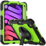 Shockproof  Silicone + PC Protective Case with Holder & Shoulder Strap & Pen Slot For iPad mini 6(Yellow Green + Black)