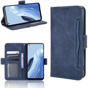For OPPO Reno7 A Skin Feel Calf Texture Card Slots Leather Phone Case(Blue)